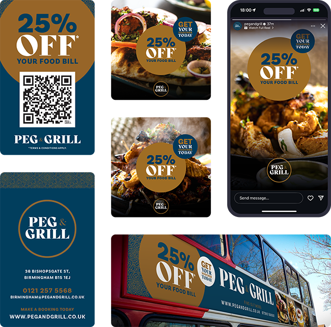 peg & grill birmingham restaurant special offer cross channel marketing campaign by Colab Digital