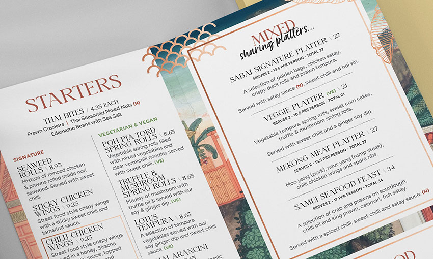 sabai sabai solihull restaurant menu graphic design colab digital