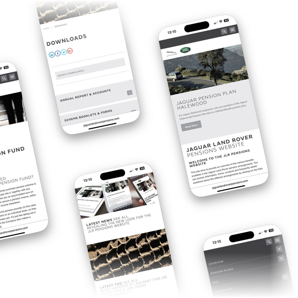 jaguar landrover pensions website design development colab digital